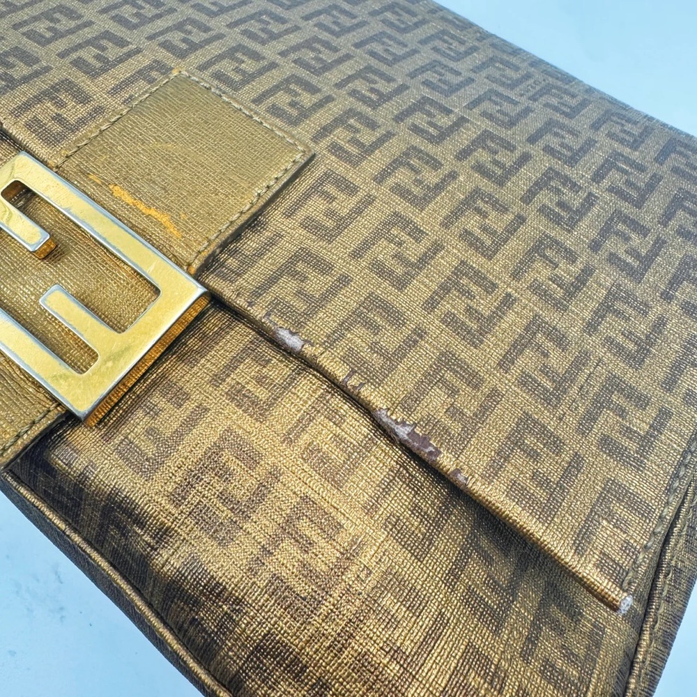 Fendi Gold Zucchino Canvas Mamma Forever Shoulder Bag TWS - Picture 9 of 12